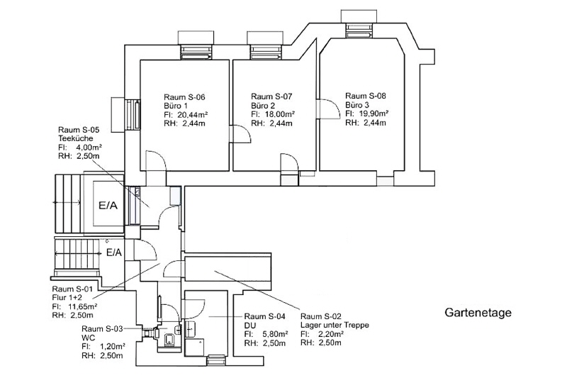 Grundriss Gartenentage